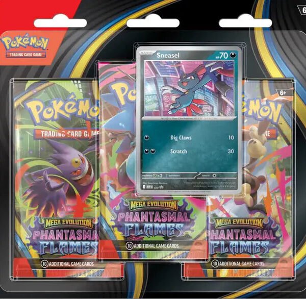 Pokemon Mega Evolution Phantasmal Flames 3 Pack Blister Sneasel - Nexpoke