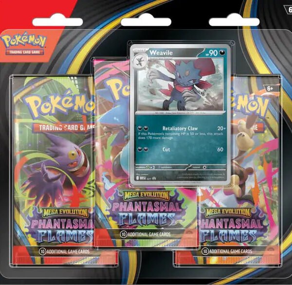 Pokemon Mega Evolution Phantasmal Flames 3 Pack Blister Weavile - Nexpoke