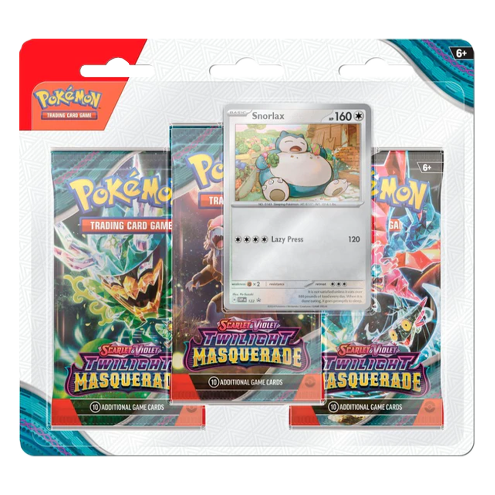 Pokemon Scarlet And Violet Twilight Masquerade 3 Pack Blister Snorlax - Nexpoke